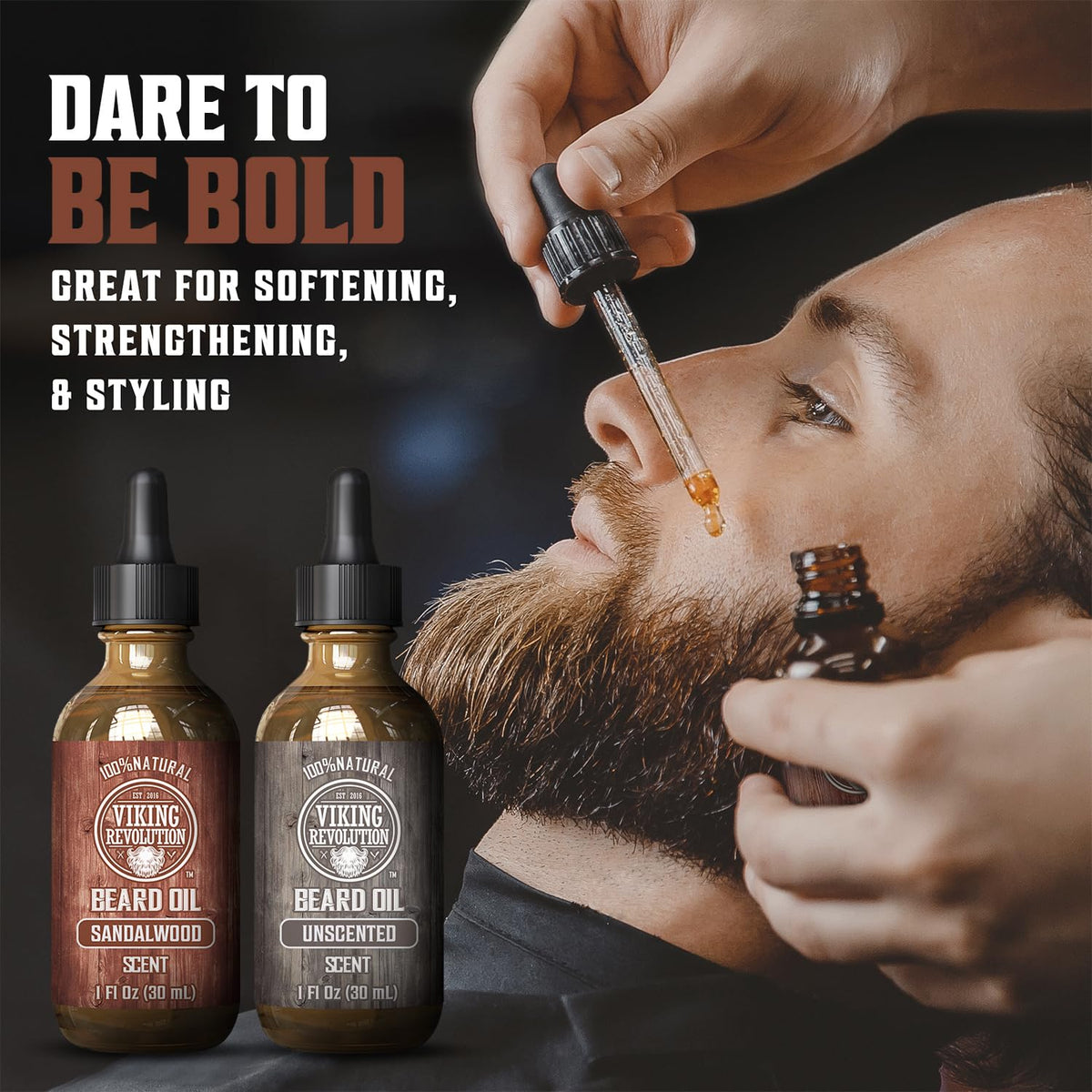 Viking Revolution Beard Oil 2 Pack side view showcasing bottle design