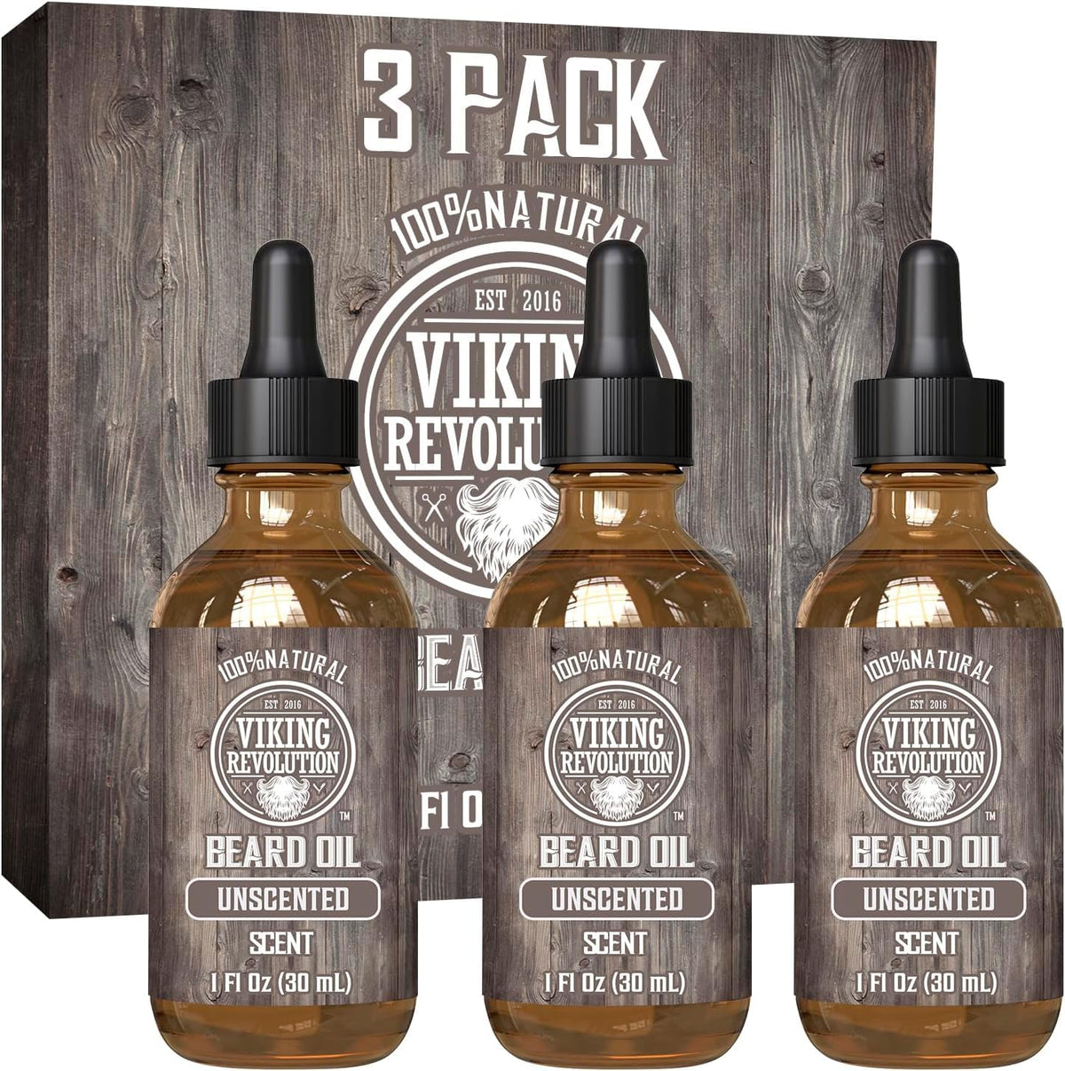 Viking Revolution Beard Oil 3 Pack front view