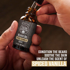 Viking Revolution Beard Oil bottle close-up