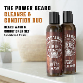 Viking Revolution Beard Wash bottle with pump and Sandalwood label