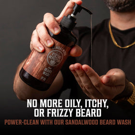 Viking Revolution Beard Wash close-up with sandalwood scent
