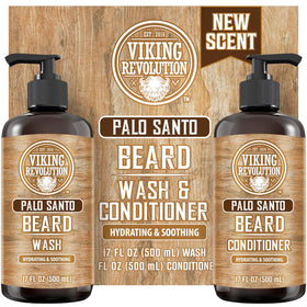 Viking Revolution Beard Wash & Conditioner Set front view with Palo Santo scent
