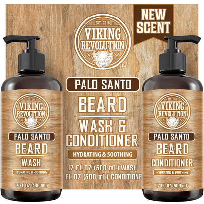 Viking Revolution Beard Wash & Conditioner Set front view with Palo Santo scent