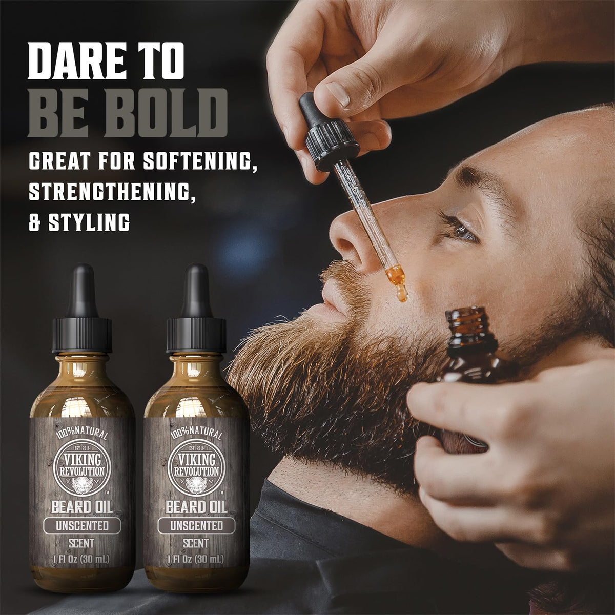 Viking Revolution Men's Beard Oil bottle side view