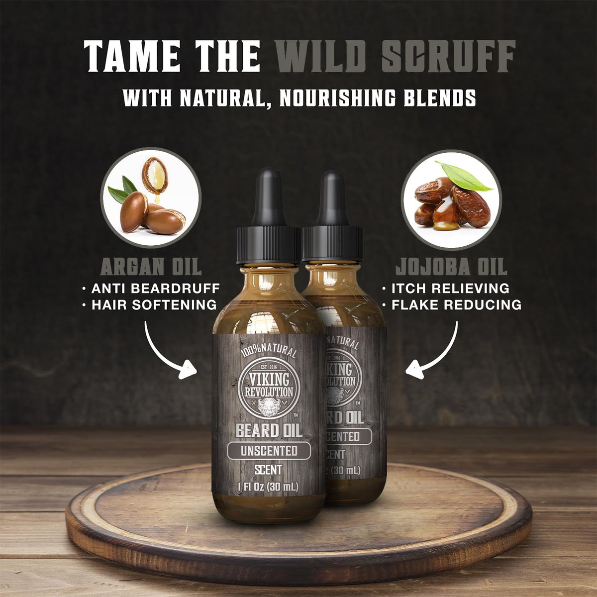Viking Revolution Men's Beard Oil dropper close-up
