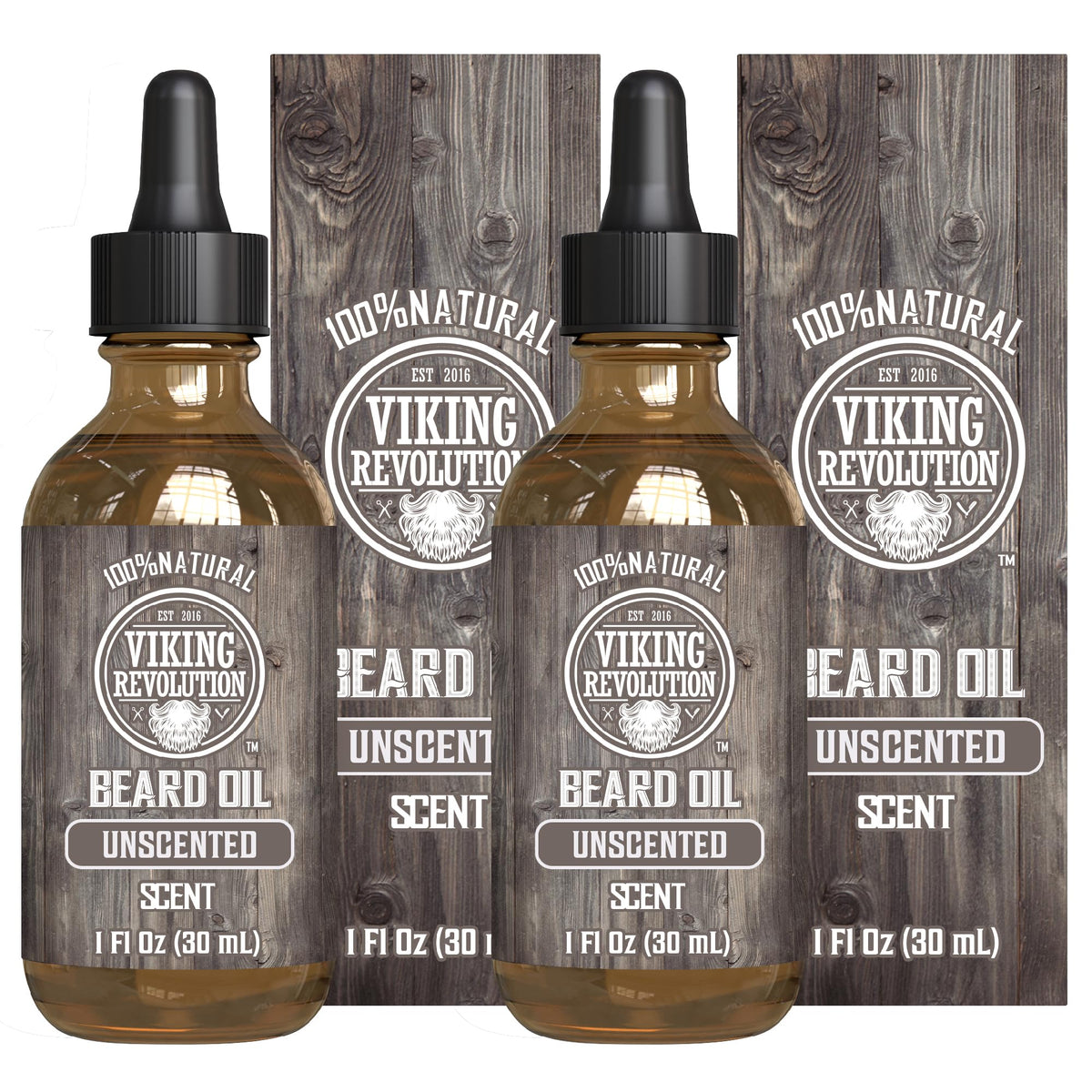 Viking Revolution Men's Beard Oil front view with packaging