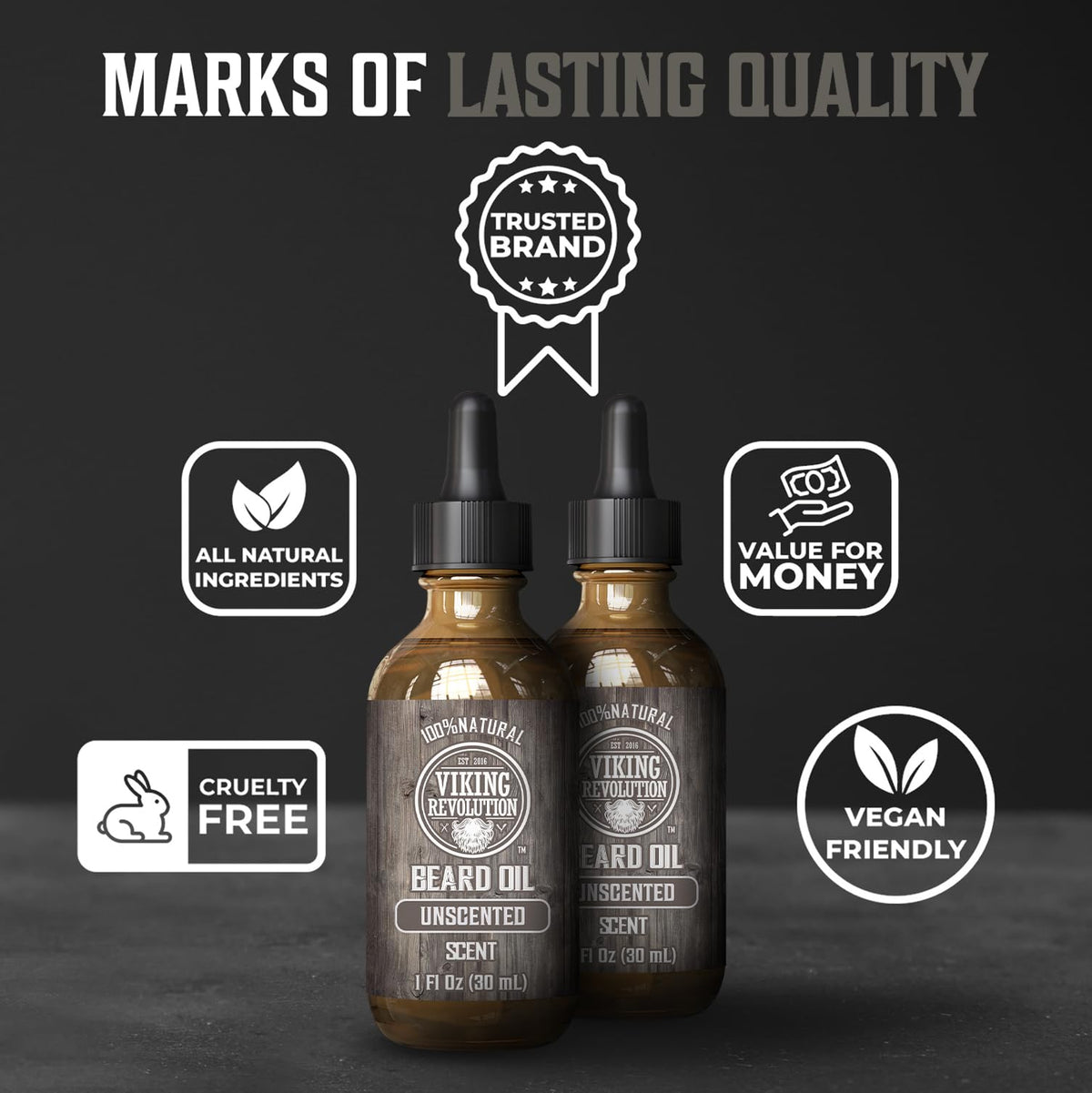 Viking Revolution Men's Beard Oil on wooden table