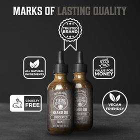 Viking Revolution Men's Beard Oil on wooden table