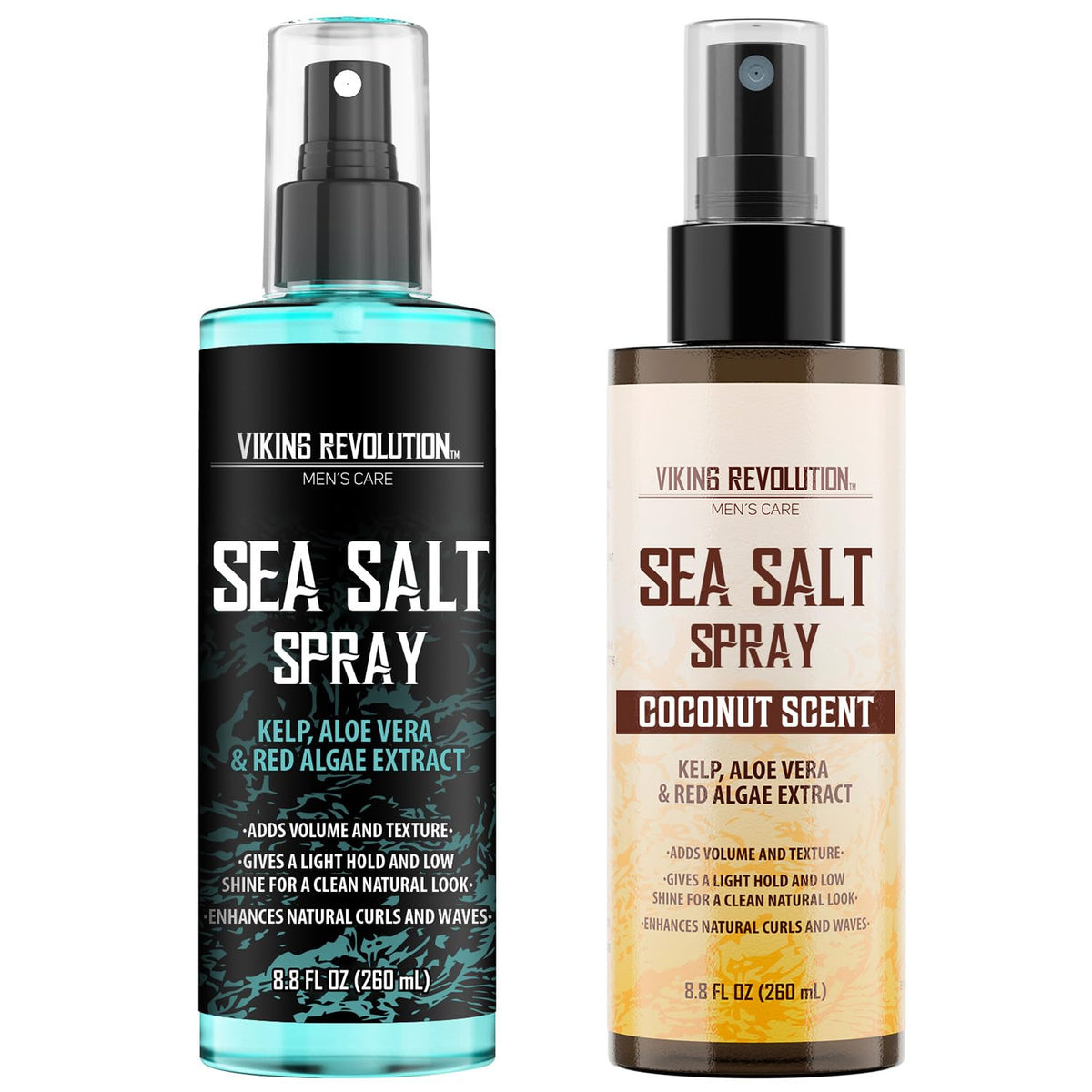 Viking Revolution Sea Salt Spray 2-Pack front view with Ocean Breeze and Coconut scent