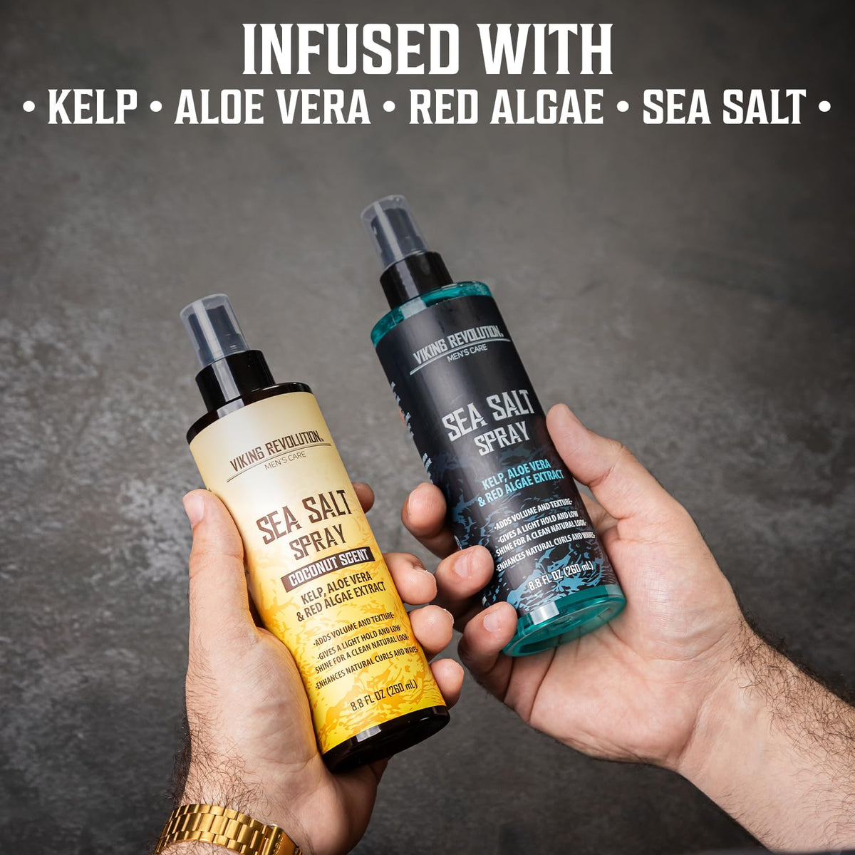 Viking Revolution Sea Salt Spray bottle side view showing product details