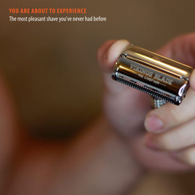 Vikings Blade safety razor with Swedish steel blades displayed