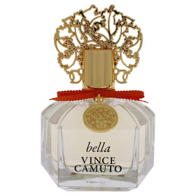Vince Camuto Bella Eau de Parfum Spray bottle with floral background
