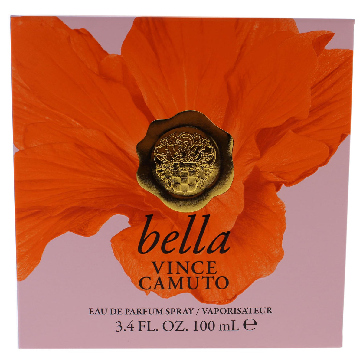 Vince Camuto Bella Eau de Parfum Spray on vanity with flowers