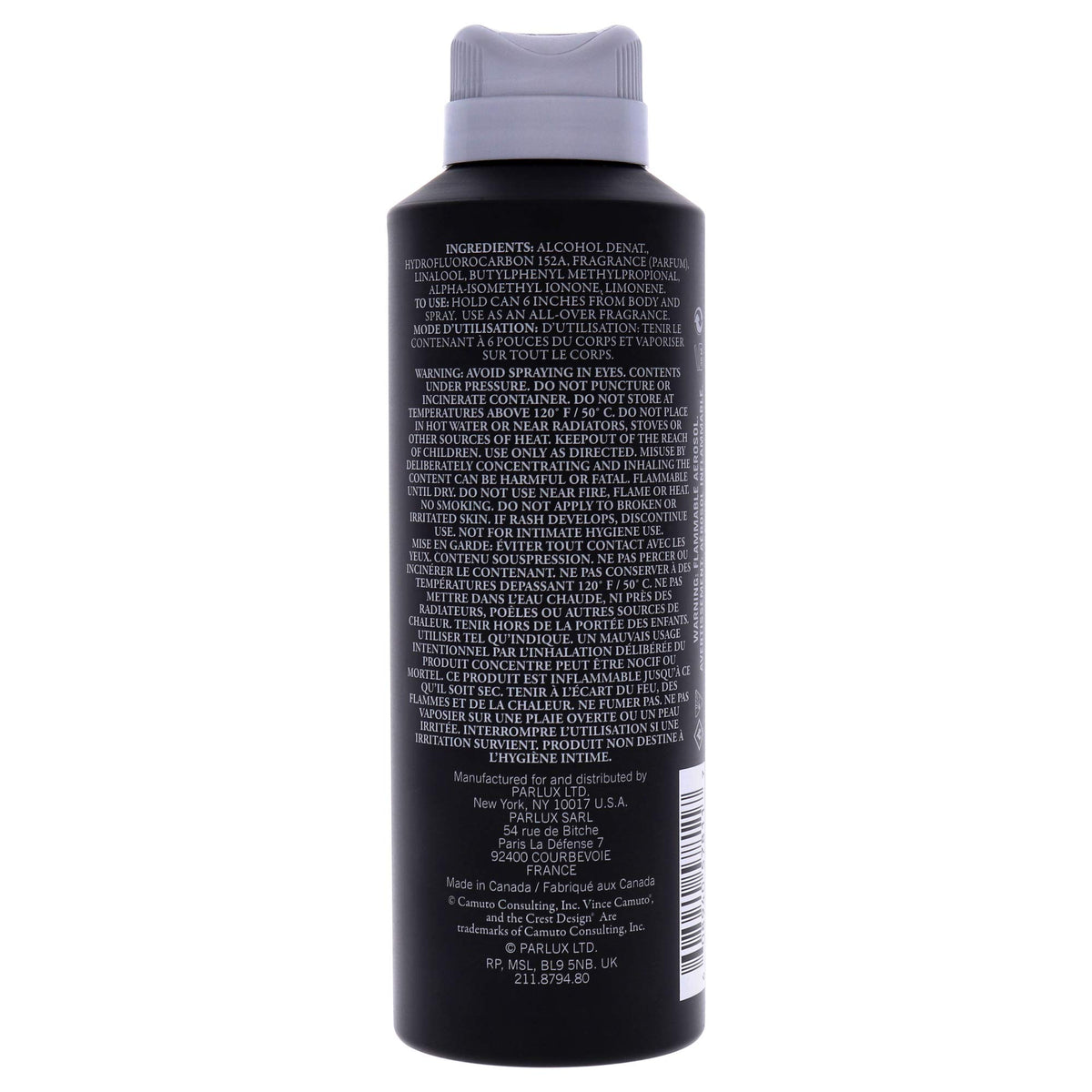 Vince Camuto Classic Body Spray for Men packaging