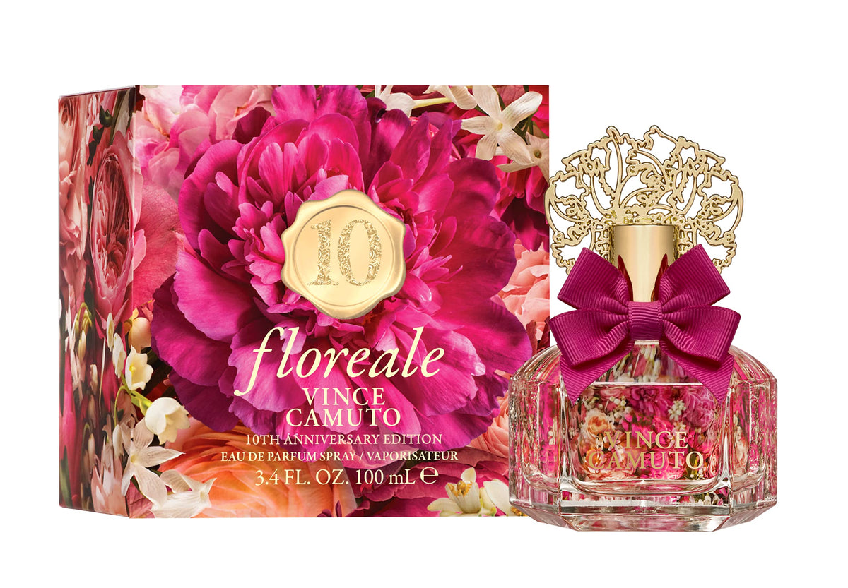 Vince Camuto Floreale Eau de Parfum Spray bottle with floral background