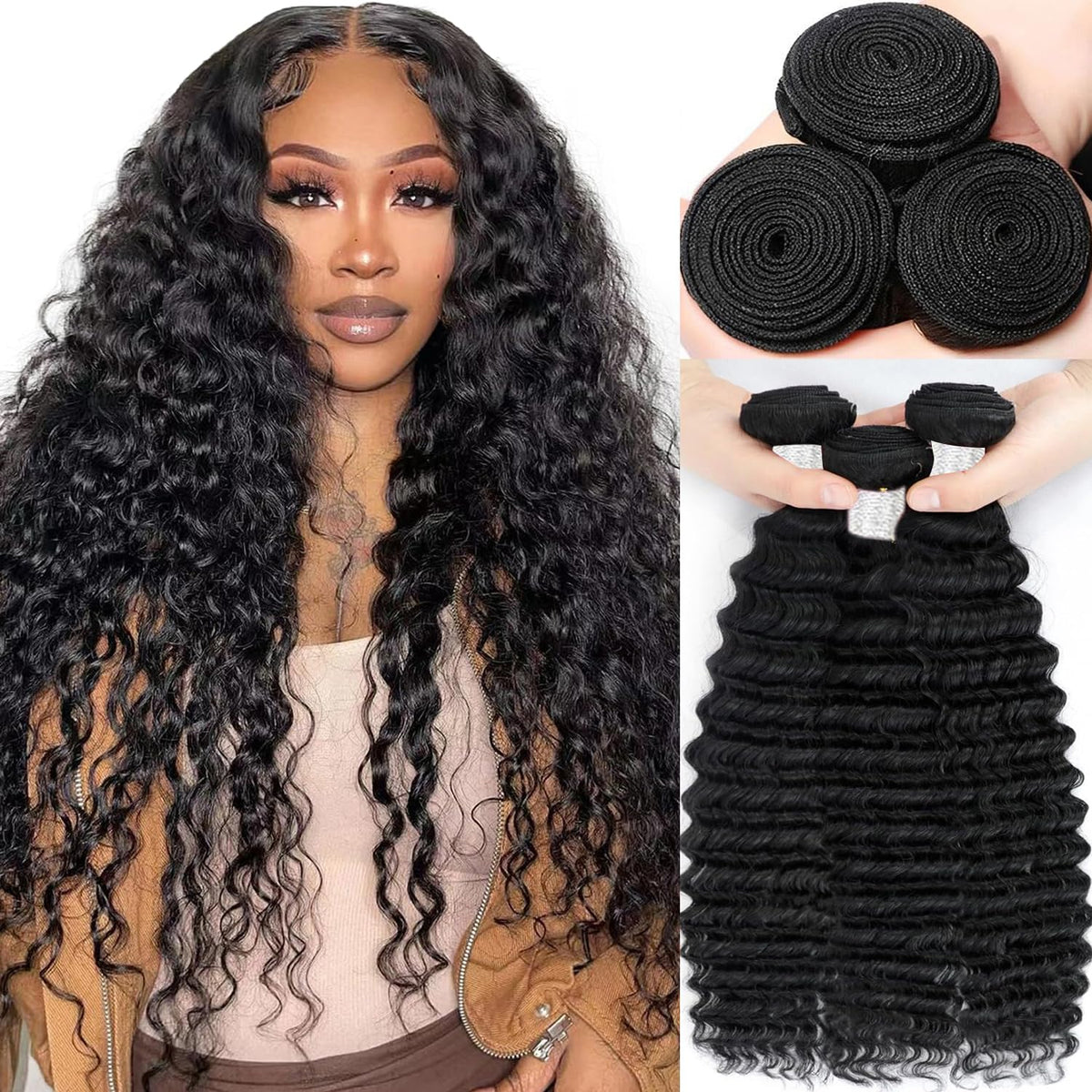 VIOLET 12A Human Hair Bundles deep wave front view