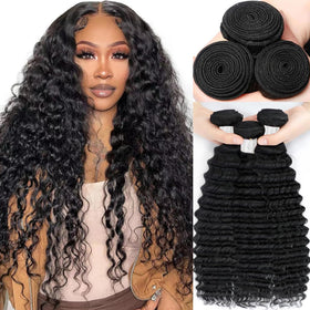 VIOLET 12A Human Hair Bundles deep wave front view