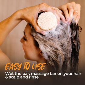 Viori Citrus Zest Shampoo Bar in use during a shower