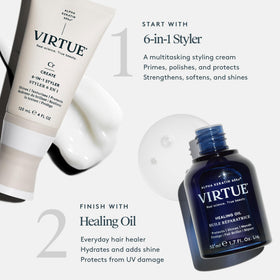VIRTUE 6-in-1 Styling Cream application on hair