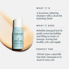 VIRTUE Recovery Shampoo 82g back view with ingredient list