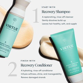 VIRTUE Recovery Shampoo 82g in a bathroom setting