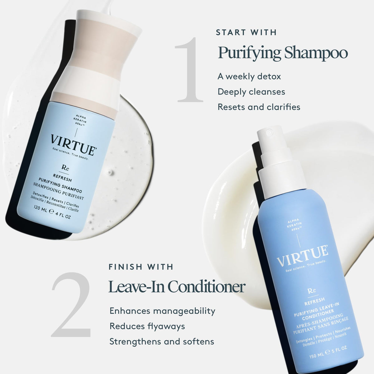 VIRTUE Refresh Leave-In Conditioner 5 Fl Oz mist spray in action