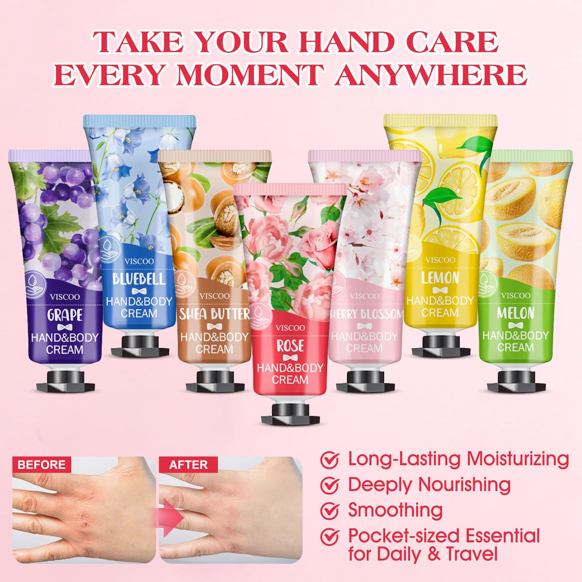 VISCOO hand cream in cherry blossom fragrance side view