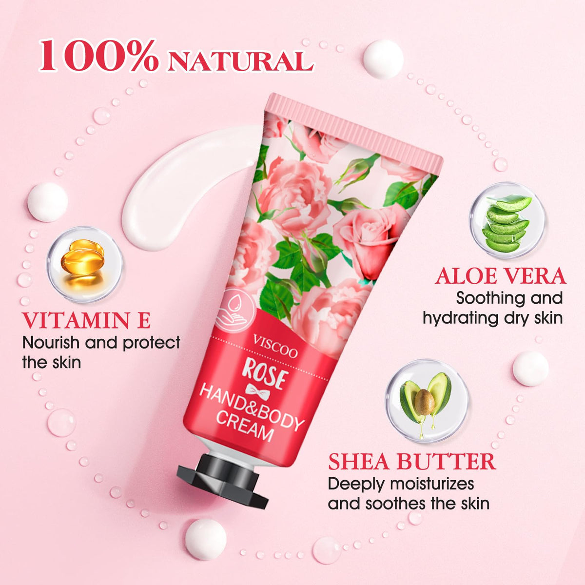 VISCOO hand cream in rose fragrance front view