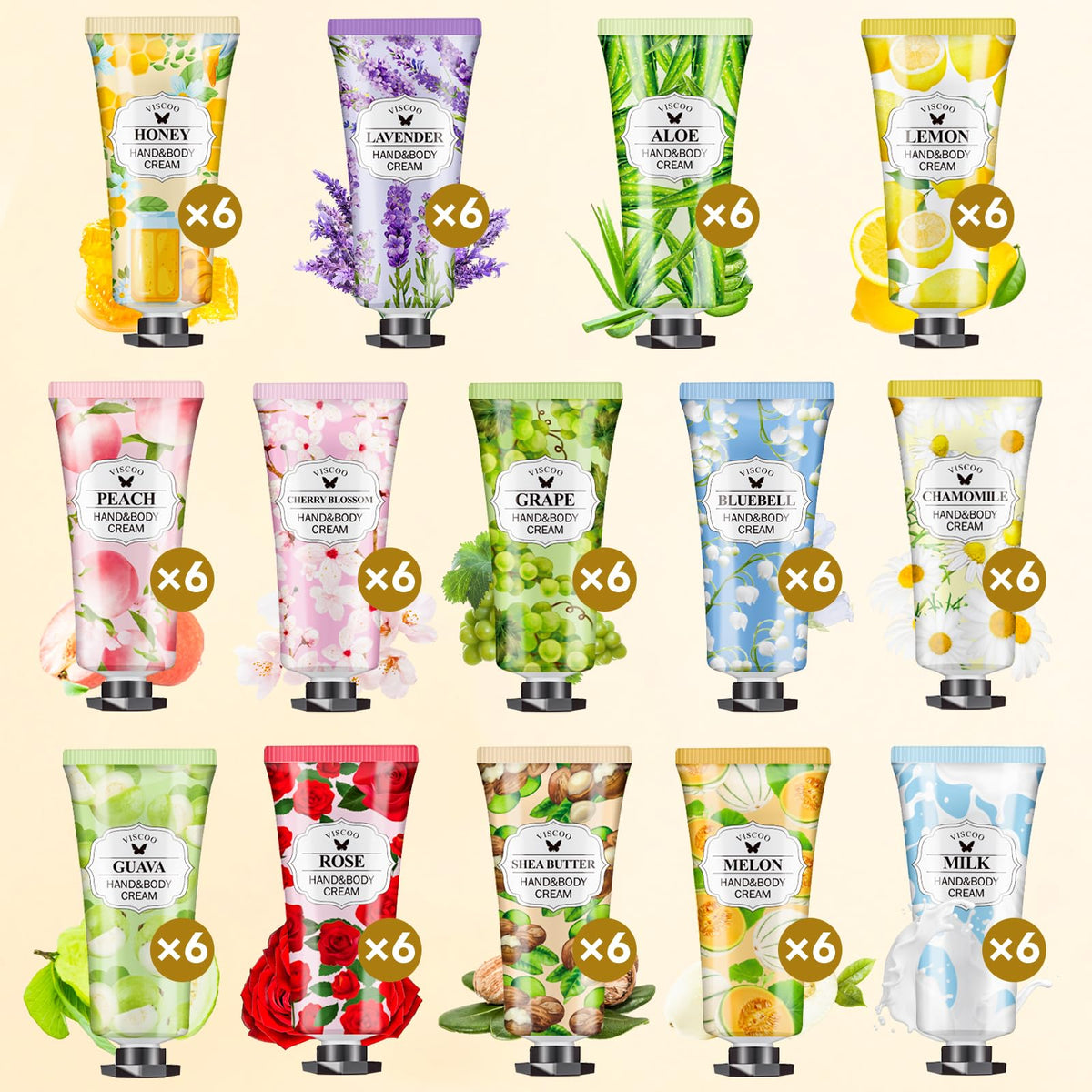 VISCOO hand creams arranged for a gift presentation