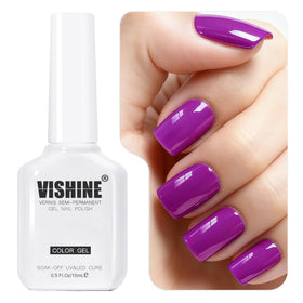 Vishine Gel Nail Polish 15ml purple shade front view