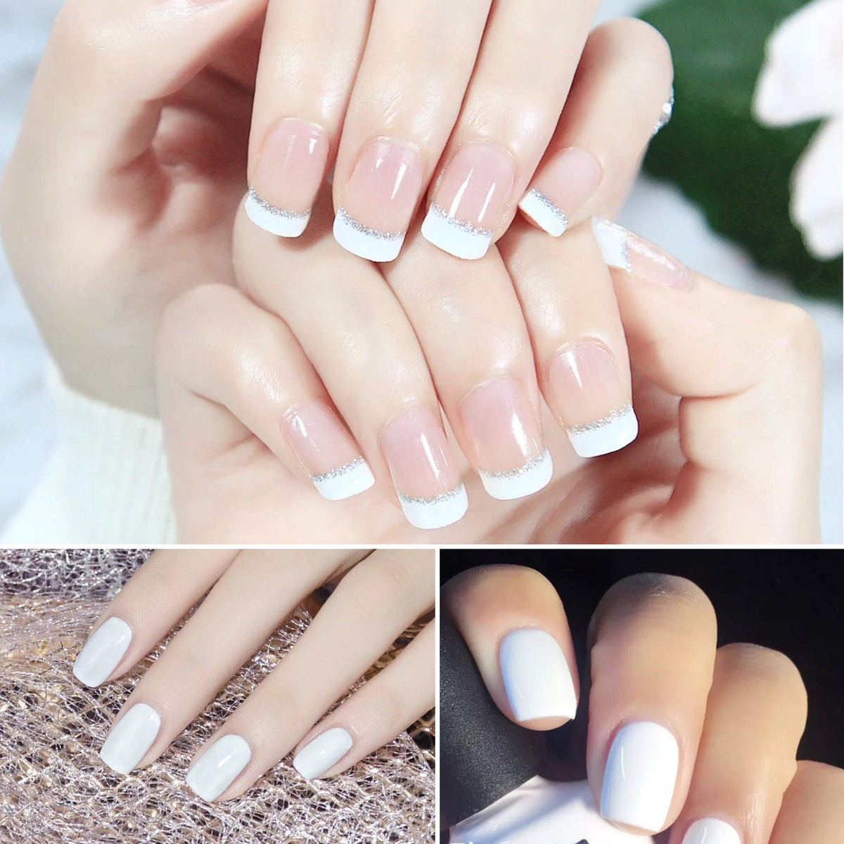 Vishine Gel Nail Polish Pure White 1433 with other nail polish