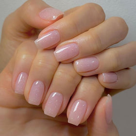 Vishine Gel Polish 15ml sheer glitter pink bottle side view