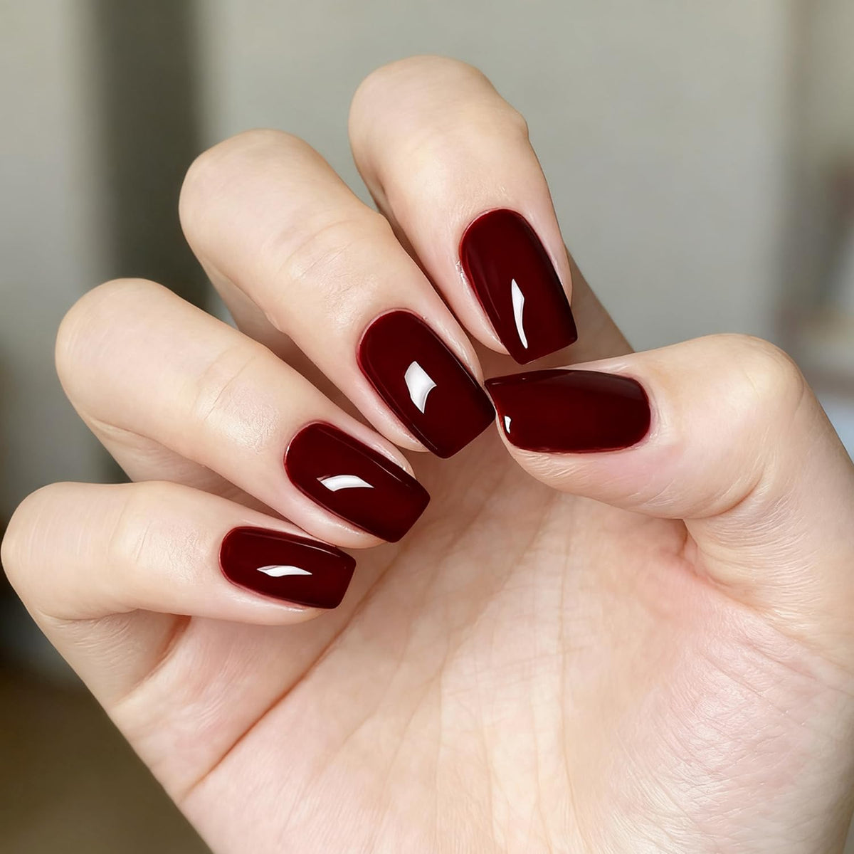 Vishine Gel Polish Dark Red 60g application on nails