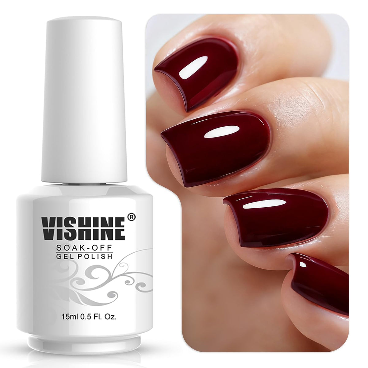 Vishine Gel Polish Dark Red 60g front view