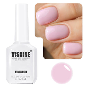Vishine Jelly Crystal Pink Gel Nail Polish 15ml bottle side view