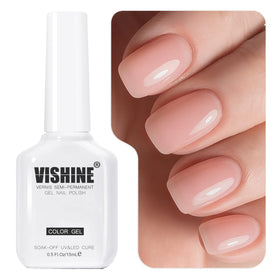Vishine Jelly Milky Nude Pink Gel Nail Polish 15ml front view