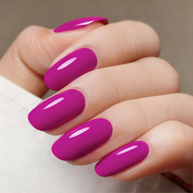 Vishine Nail Gel Polish 15ml Magenta Purple application on nails