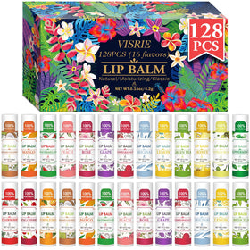 VISRIE 128 Pack Lip Balm variety with 16 flavours front view