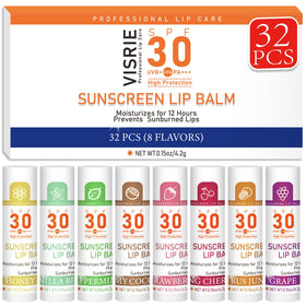 VISRIE SPF 30 Sunscreen Lip Balm 32 Pack with assorted flavours