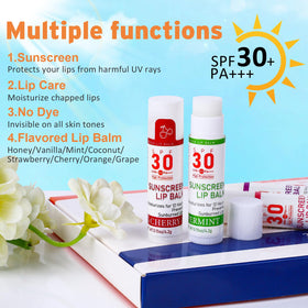 VISRIE SPF 30 Sunscreen Lip Balm in Strawberry flavour with packaging