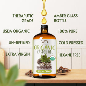 VITAL AFFAIR Organic Castor Oil glass bottle with pump