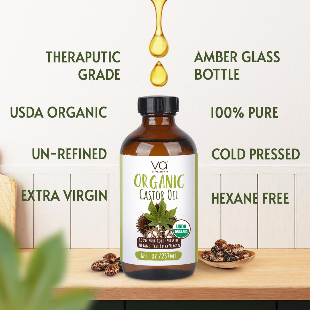 VITAL AFFAIR Organic Castor Oil pump dispenser close-up