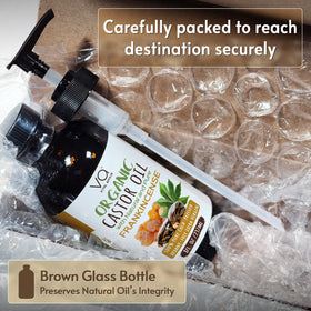 VITAL AFFAIR Organic Castor Oil with Frankincense 8oz glass bottle packaging
