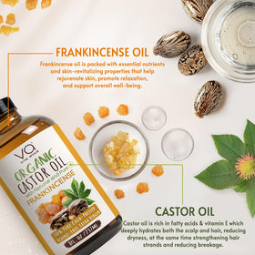 VITAL AFFAIR Organic Castor Oil with Frankincense 8oz glass bottle with dropper