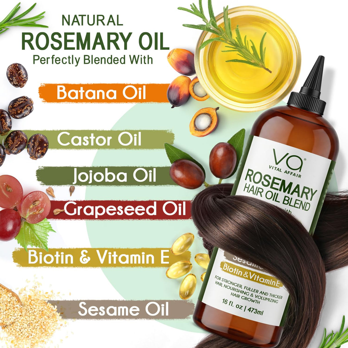 VITAL AFFAIR Rosemary Oil with castor oil and jojoba oil