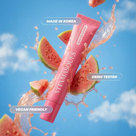 Vitamasques Lip Butter Balm Guava Crush applied on lips