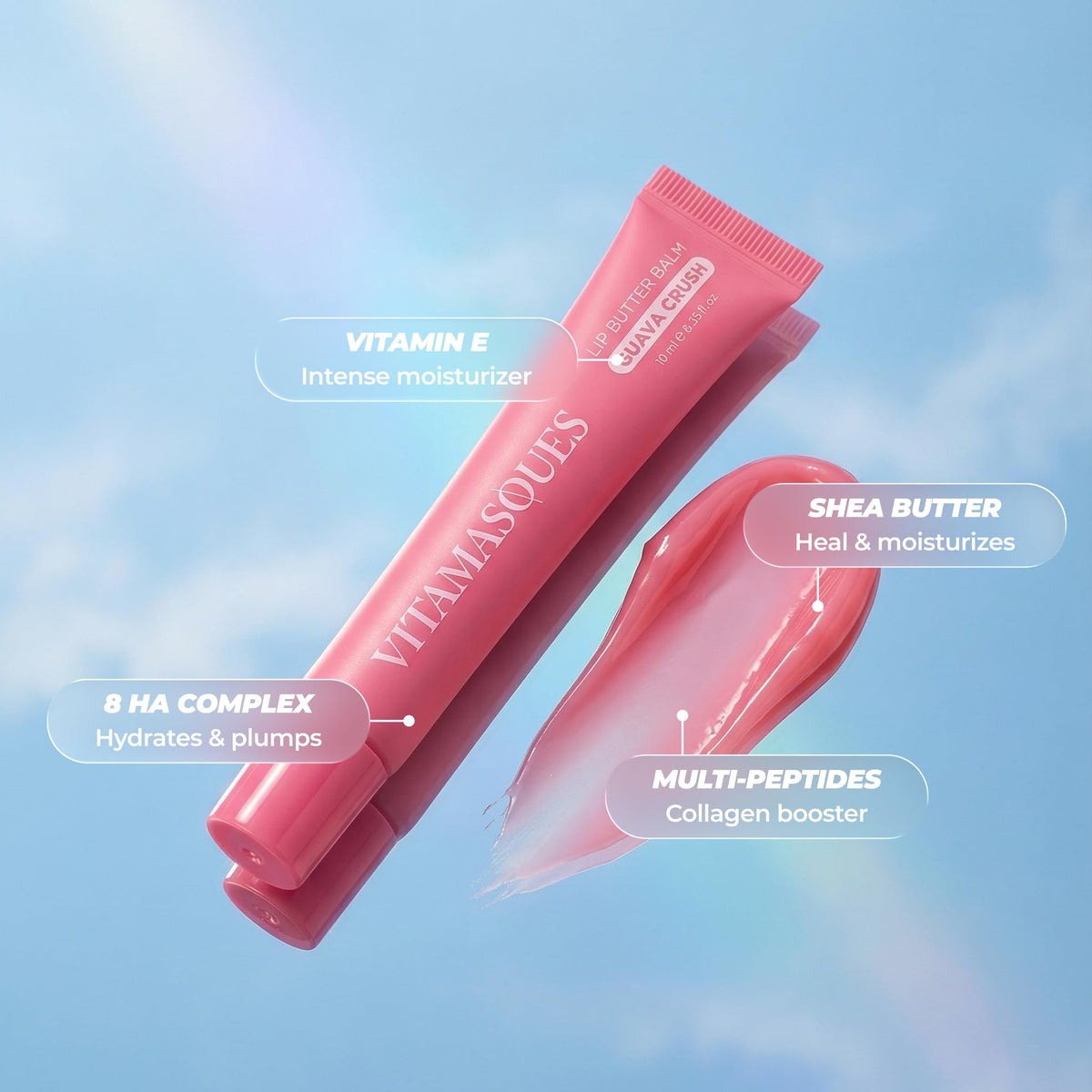 Vitamasques Lip Butter Balm Guava Crush texture close-up
