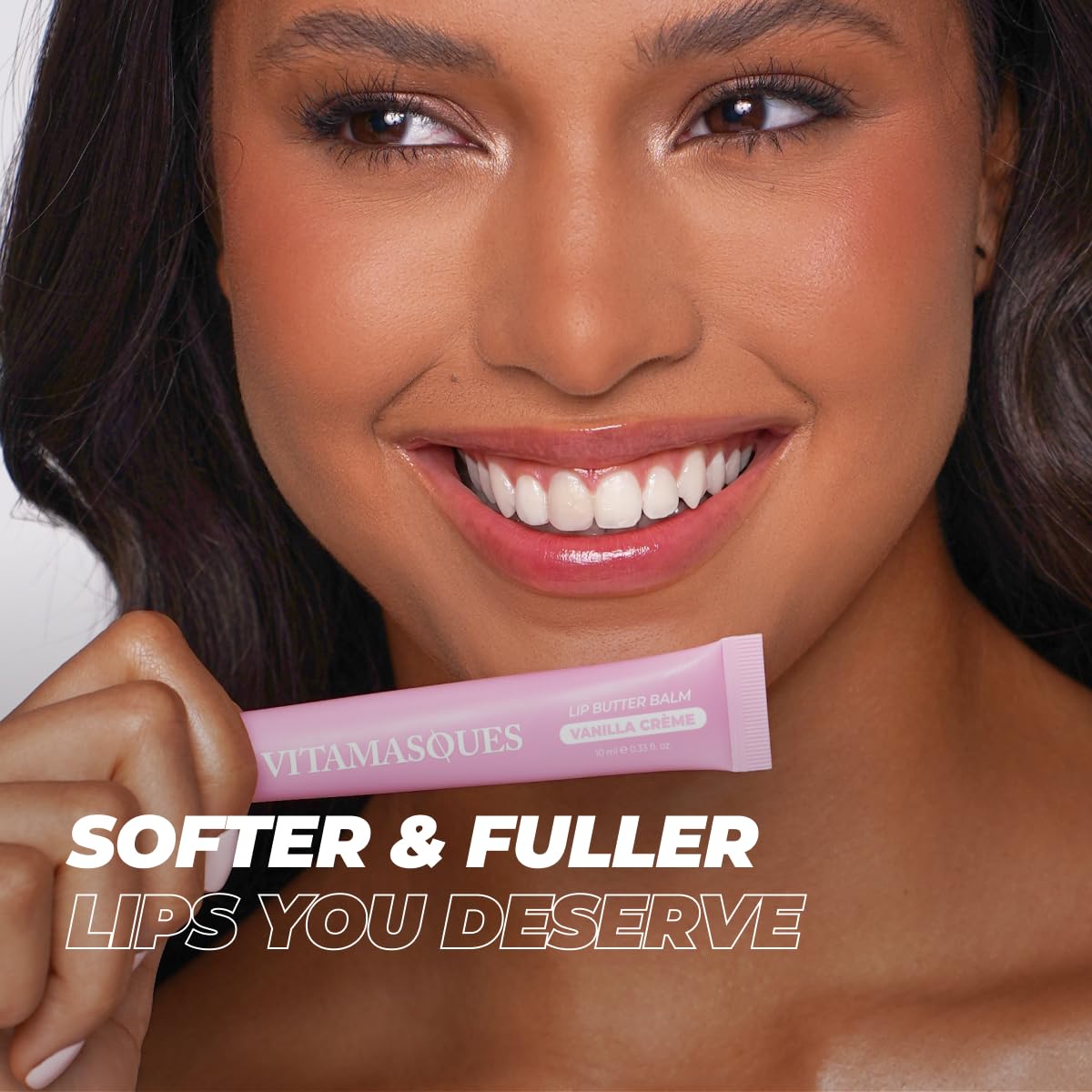 Vitamasques Lip Butter Balm Vanilla Creme open with applicator