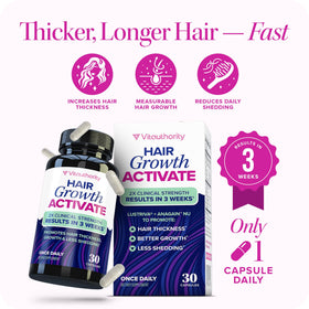 Vitauthority Hair Growth Supplement displayed with hair care products