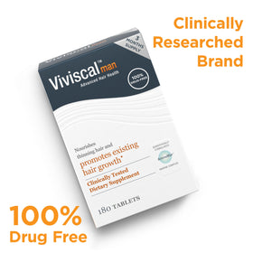 Viviscal Men's Hair Growth Supplements with a measuring tape